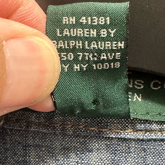Lauren Ralph Lauren Co. Denim Long Sleeve Button Down Shirt, Size Petite Medium - Picture 5 of 8